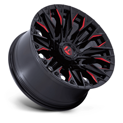 Fuel 1PC | D823 FLAME | 20.0x9.00 | 8X180 | 20 | GLOSS BLACK MILL W/ CANDY RED