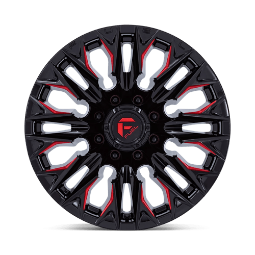 Fuel 1PC | D823 FLAME | 20.0x9.00 | 8X170 | 1 | GLOSS BLACK MILL W/ CANDY RED