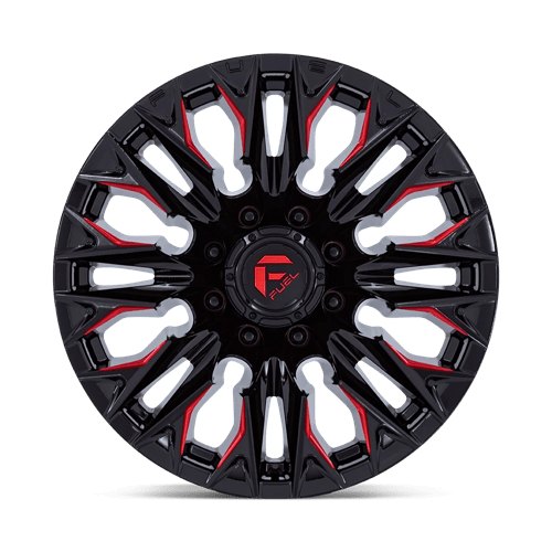 Fuel 1PC | D823 FLAME | 20.0x9.00 | 8X165.1 | 20 | GLOSS BLACK MILL W/ CANDY RED
