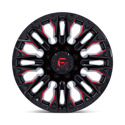 Fuel 1PC | D823 FLAME | 20.0x9.00 | 8X165.1 | 20 | GLOSS BLACK MILL W/ CANDY RED