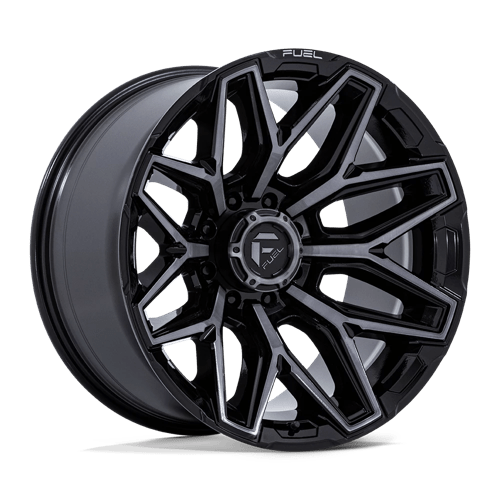 Fuel 1PC | FLUX | 22.0x10.00 | 8X180 | -18 | GLOSS BLACK BRUSH FC GRAY DDDT