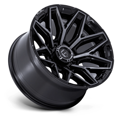 Fuel 1PC | FLUX | 22.0x12.00 | 8X180 | -44 | GLOSS BLACK BRUSH FC GRAY DDDT