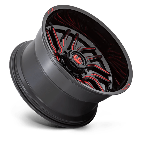Fuel 1PC | D808 HURRICANE | 20.0x9.00 | 8X180 | 20 | GLOSS BLACK MILLED RED TINT