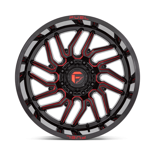 Fuel 1PC | D808 HURRICANE | 22.0x12.00 | 5X127 | -44 | GLOSS BLACK MILLED RED TINT