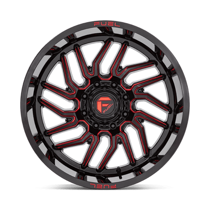 Fuel 1PC | D808 HURRICANE | 22.0x12.00 | 5X127 | -44 | GLOSS BLACK MILLED RED TINT