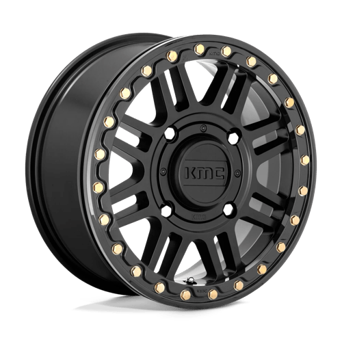 KMC Powersports | KS250 CAGE BEADLOCK | 15.0x6.00 | 4X156 | 38 | SATIN BLACK W/ GLOSS BLACK RG