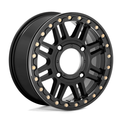 KMC Powersports | KS250 CAGE BEADLOCK | 15.0x6.00 | 4X156 | 38 | SATIN BLACK W/ GLOSS BLACK RG