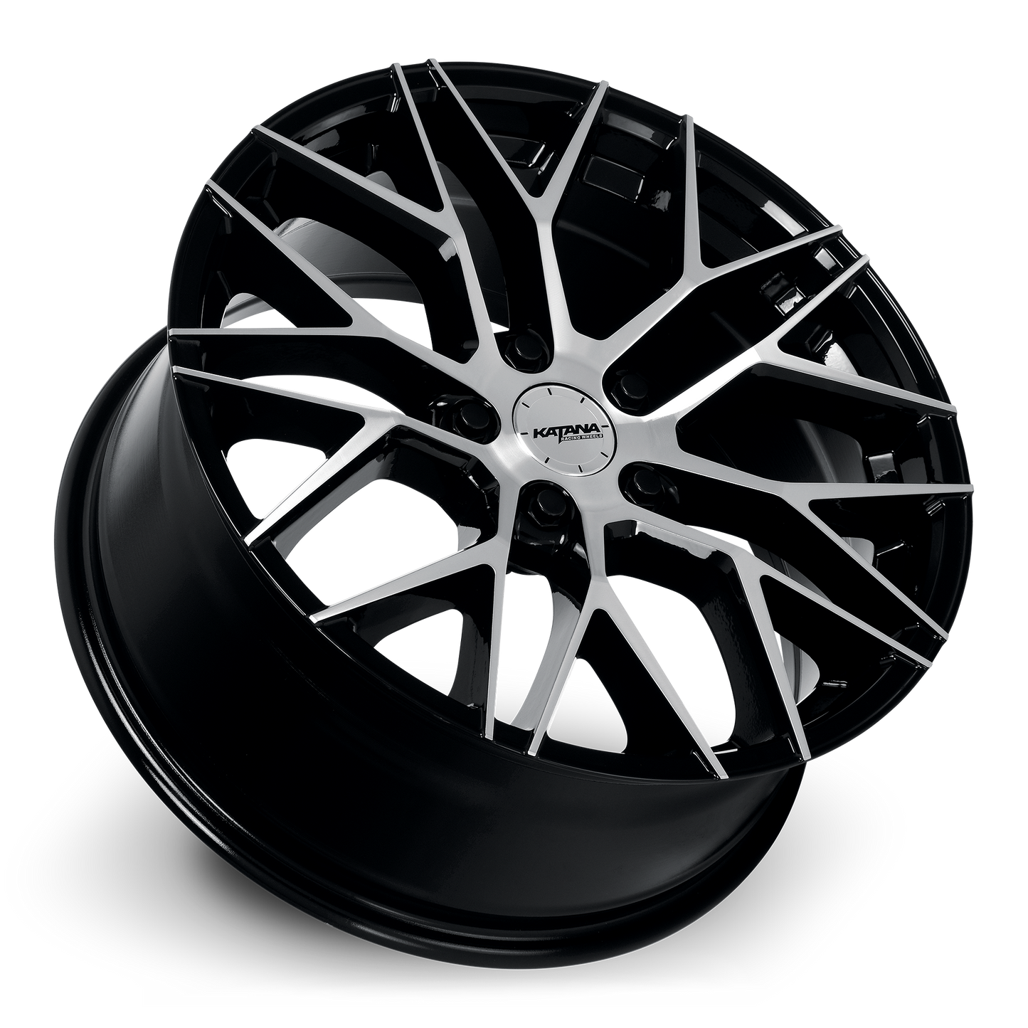 KATANA RACING KR01 Glossy Black Machined Face | 17x7.5 | 5x100 | +40mm | KR01-177550GBF