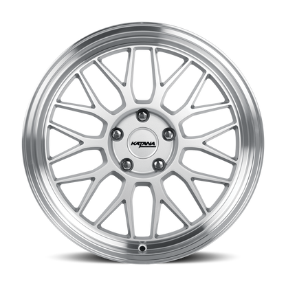 KATANA RACING KR06 Glossy Silver Machine Lip | 18x8.0 | 5x100 | +40mm | KR06-188050GSL