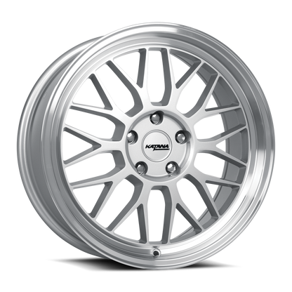 KATANA RACING KR06 Glossy Silver Machine Lip | 18x8.0 | 5x108 | +40mm | KR06-188058GSL