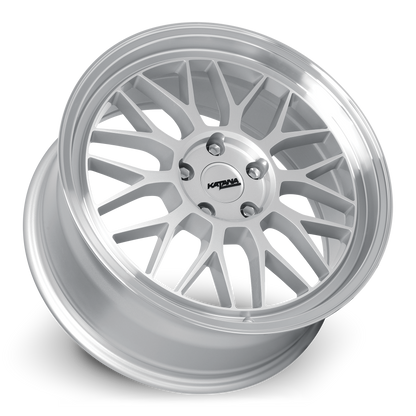 KATANA RACING KR06 Glossy Silver Machine Lip | 18x8.0 | 5x105 | +40mm | KR06-188056GSL
