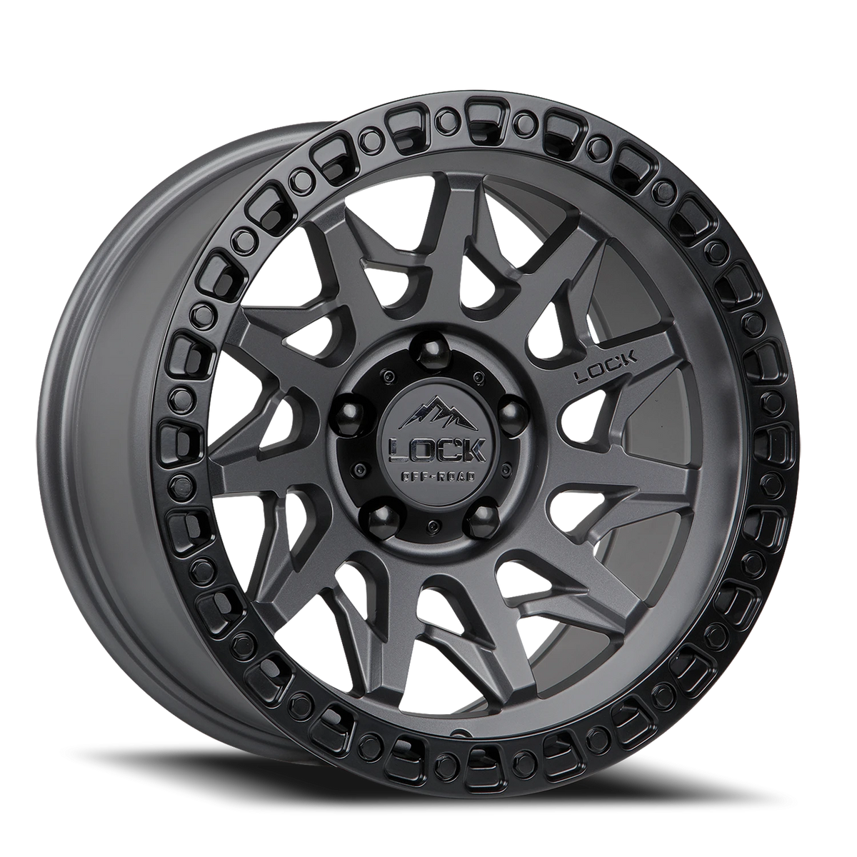 LUNATIC | 20X10 | 8X165.1 | -18 | MATTE GREY W MATTE BLACK RING | LUNATIC-2186MGMBR