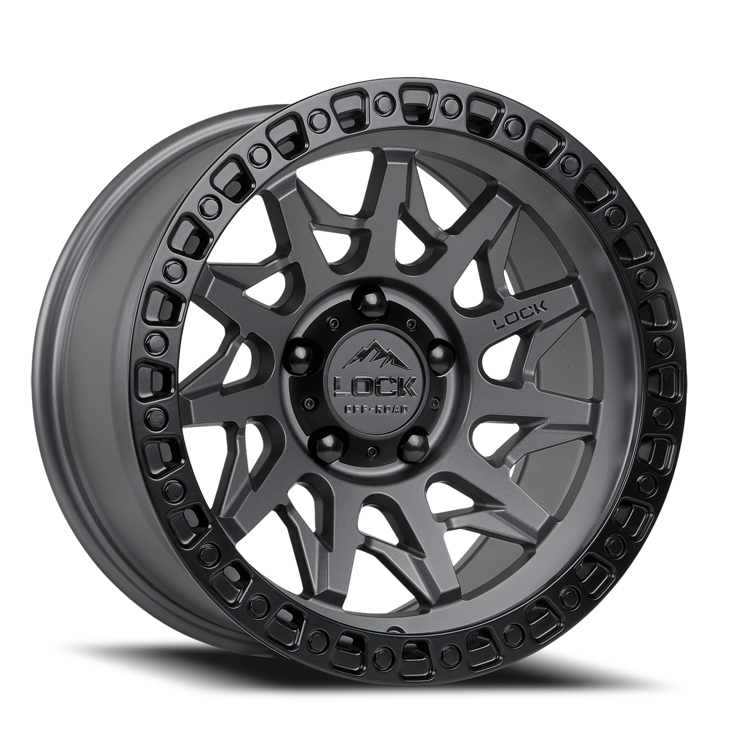 LUNATIC | 20X10 | 8X165.1 | -18 | MATTE GREY W MATTE BLACK RING | LUNATIC-2186MGMBR