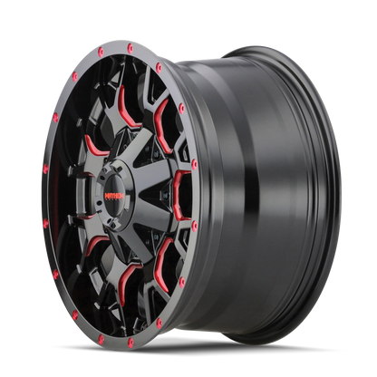 MAYHEM WARRIOR GLOSS BLACK MILLED PRISM RED | 17x9 | 6-135 | -12mm | 8015-7937BTR