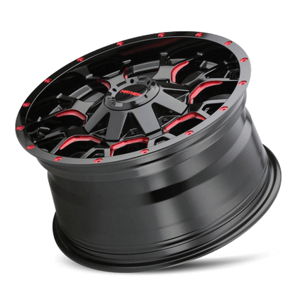 MAYHEM WARRIOR GLOSS BLACK MILLED PRISM RED | 20x10 | 8-165.1 | -25mm | 8015-2176BTR