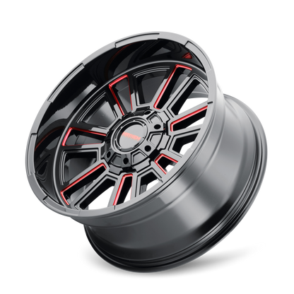 MAYHEM APOLLO GLOSS BLACK MILLED PRISM RED | 20x10 | 8x170 | -19mm | 8115-2170BTR