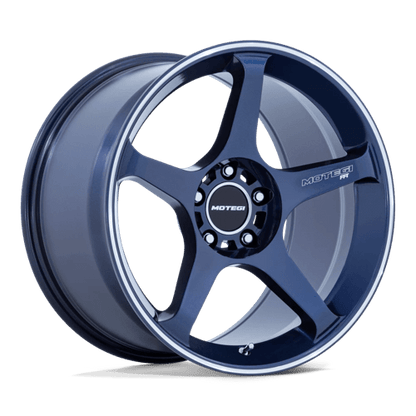 Motegi | MR159 BATTLE V | 18.0x10.50 | 5X114.3 | 25 | OBSIDIAN BLUE MACH LIP STRIPE