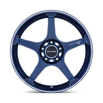 Motegi | MR159 BATTLE V | 18.0x10.50 | 5X120 | 35 | OBSIDIAN BLUE MACH LIP STRIPE