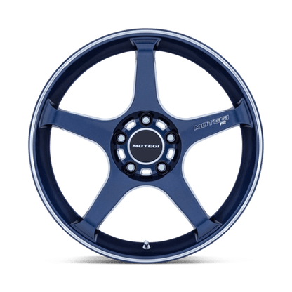 Motegi | MR159 BATTLE V | 18.0x9.50 | 5X114.3 | 38 | OBSIDIAN BLUE MACH LIP STRIPE