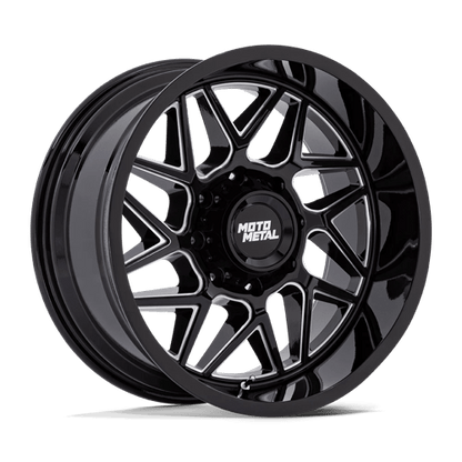 Moto Metal | MO812 TURBINE | 20.0x9.00 | 6X139.7 | 20 | GLOSS BLACK MILLED