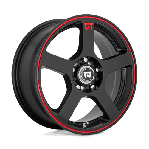 Motegi | MR116 FS5 | 18.0x8.00 | 5X112/5X114.3 | 45 | MATTE BLACK W/ RED STRIPE