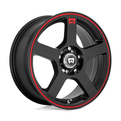 Motegi | MR116 FS5 | 18.0x8.00 | 5X112/5X114.3 | 45 | MATTE BLACK W/ RED STRIPE