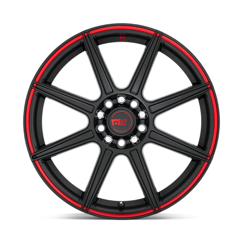Motegi | MR142 CS8 | 16.0x7.00 | 5X108/5X114.3 | 40 | SATIN BLACK W/ RED STRIPE