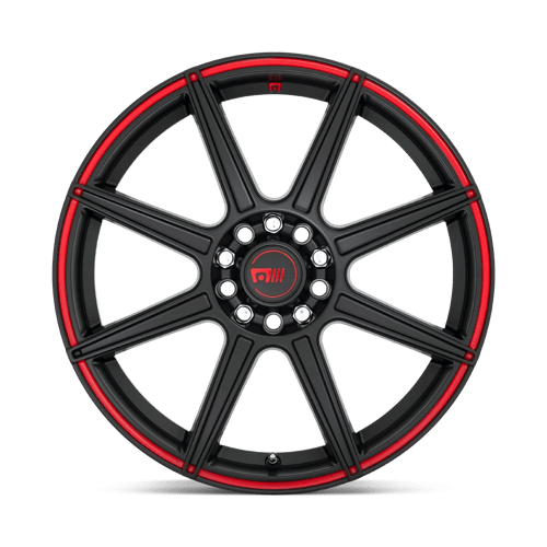Motegi | MR142 CS8 | 15.0x6.50 | 5X100/5X114.3 | 40 | SATIN BLACK W/ RED STRIPE