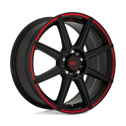 Motegi | MR142 CS8 | 17.0x7.00 | 4X100/4X108 | 40 | SATIN BLACK W/ RED STRIPE