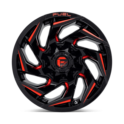 Fuel 1PC | D755 REACTION | 20.0x10.00 | 5X139.7/5X150 | -18 | GLOSS BLACK MILLED W/ RED TINT