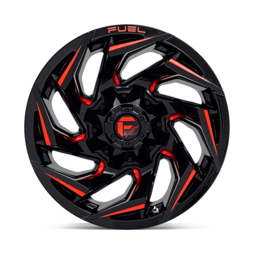 Fuel 1PC | D755 REACTION | 15.0x8.00 | 5X139.7 | -12 | GLOSS BLACK MILLED W/ RED TINT