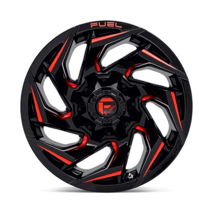 Fuel 1PC | D755 REACTION | 20.0x9.00 | 6X114.3/6X139.7 | 1 | GLOSS BLACK MILLED W/ RED TINT