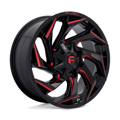 Fuel 1PC | D755 REACTION | 20.0x9.00 | 8X180 | 20 | GLOSS BLACK MILLED W/ RED TINT