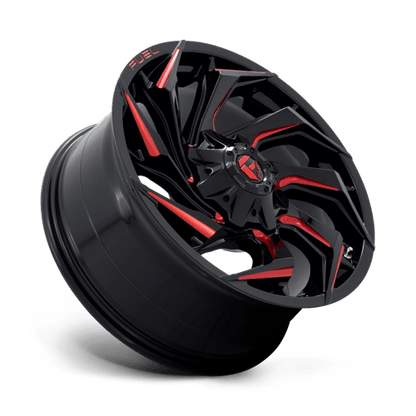 Fuel 1PC | D755 REACTION | 20.0x9.00 | 8X180 | 20 | GLOSS BLACK MILLED W/ RED TINT