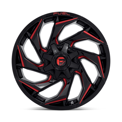 Fuel 1PC | D755 REACTION | 20.0x9.00 | 8X180 | 20 | GLOSS BLACK MILLED W/ RED TINT