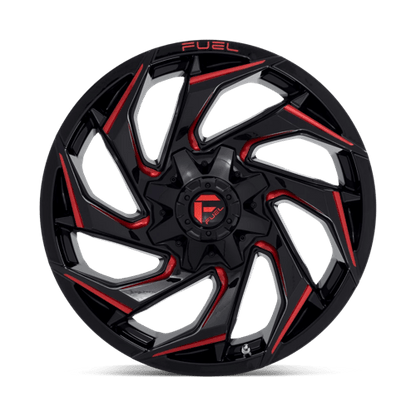 Fuel 1PC | D755 REACTION | 20.0x9.00 | 8X180 | 20 | GLOSS BLACK MILLED W/ RED TINT