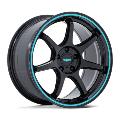 Rotiform | RC208 BPU | 18.0x8.50 | 5X120 | 35 | GLOSS BLACK W/ TEAL STRIPE