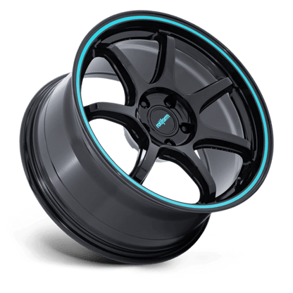 Rotiform | RC208 BPU | 19.0x10.50 | 5X120 | 35 | GLOSS BLACK W/ TEAL STRIPE