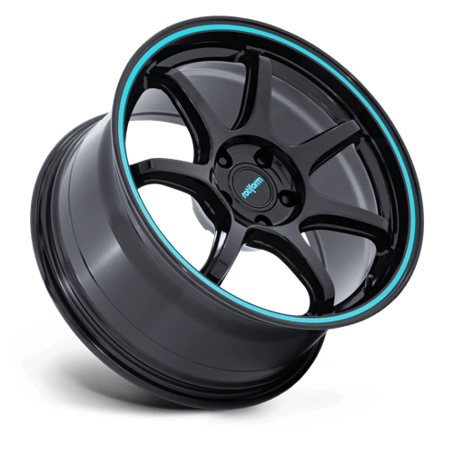 Rotiform | RC208 BPU | 18.0x8.50 | 5X114.3 | 45 | GLOSS BLACK W/ TEAL STRIPE
