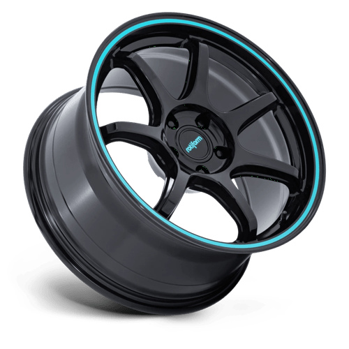 Rotiform | RC208 BPU | 18.0x8.50 | 5X100 | 35 | GLOSS BLACK W/ TEAL STRIPE
