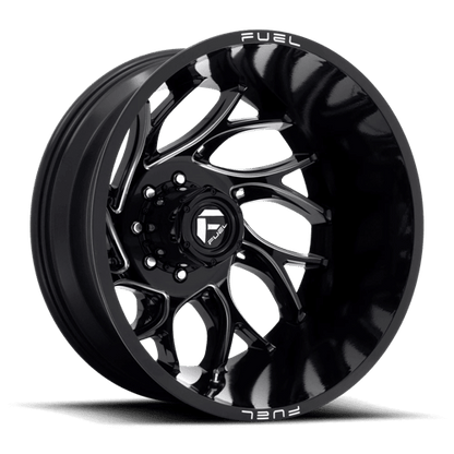 Fuel 1PC | D741 RUNNER | 22.0x8.25 | 8X200 | -202 | GLOSS BLACK MILLED