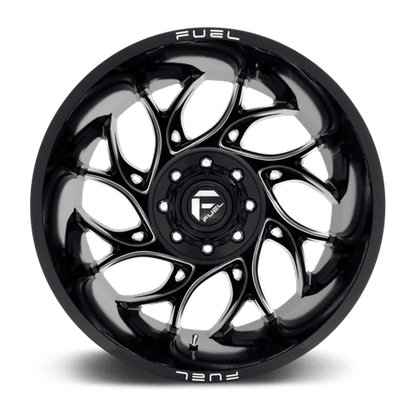 Fuel 1PC | D741 RUNNER | 22.0x8.25 | 8X210 | -220 | GLOSS BLACK MILLED
