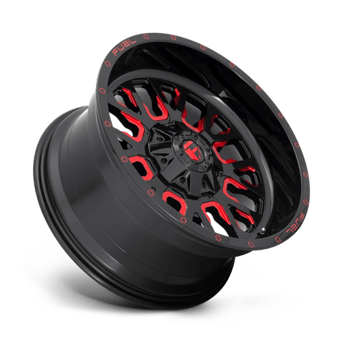 Fuel 1PC | D612 STROKE | 22.0x10.00 | 6X135/6X139.7 | 10 | GLOSS BLACK RED TINTED CLEAR