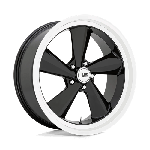 US Mag 1PC | U136 TS | 22.0x10.50 | 5X120.65 | 0 | GLOSS BLACK W/ DIAMOND CUT LIP