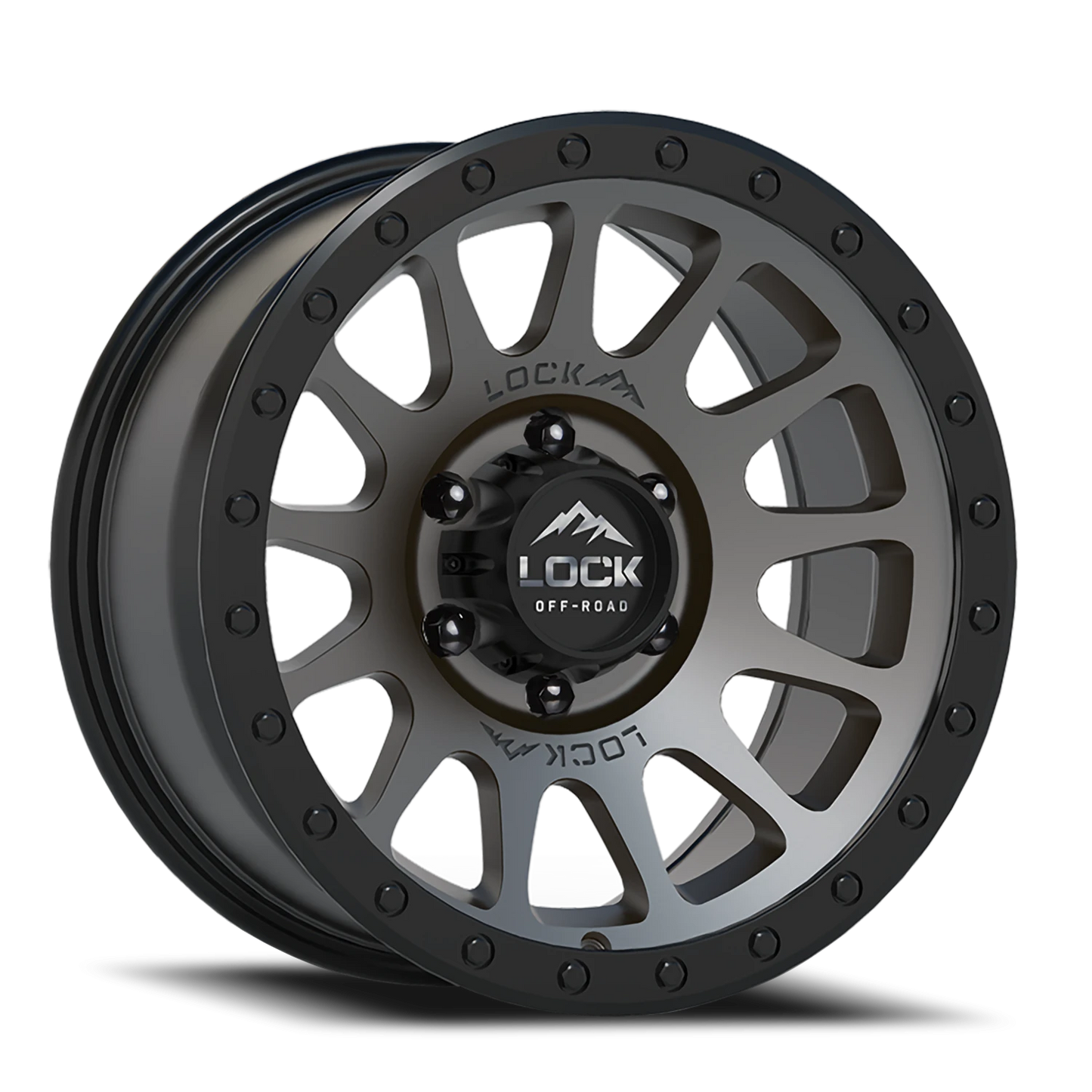 YOSEMITE | 20X10 | 8X165.1 | -18 | MATTE GREY W MATTE BLACK RING | YOSEMITE-2186MGMBR