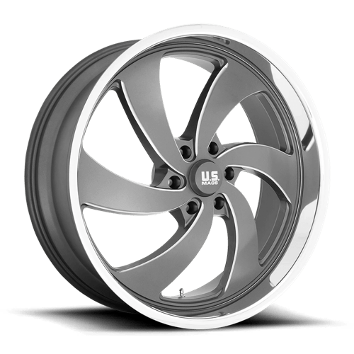 US Mag 1PC | U133 DESPERADO | 24.0x10.00 | 6X139.7 | 25 | ANTHRACITE MILLED DIAM-CUT LIP